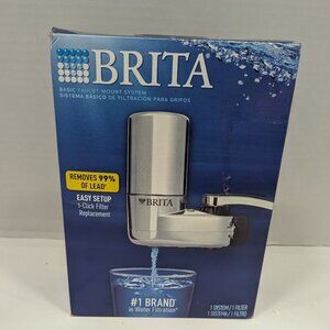 Brita Chrome Faucet Mount Water Filter System w/ 2 Filters – 100 Gal